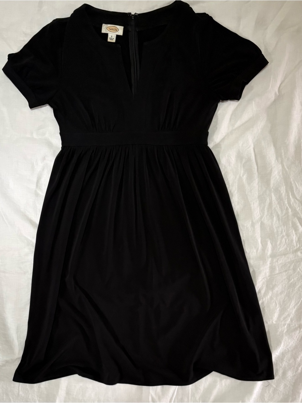 Talbots Black Short-Sleeve Empire-Waist Dress